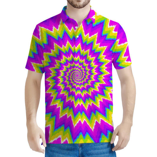 Abstract Spiral Moving Optical Illusion Men's Polo Shirt