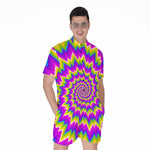 Abstract Spiral Moving Optical Illusion Men's Rompers