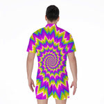 Abstract Spiral Moving Optical Illusion Men's Rompers