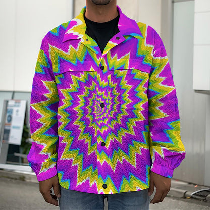 Abstract Spiral Moving Optical Illusion Men's Shirt Jacket