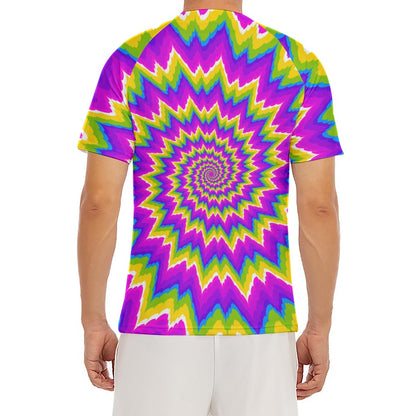Abstract Spiral Moving Optical Illusion Men's Short Sleeve Rash Guard