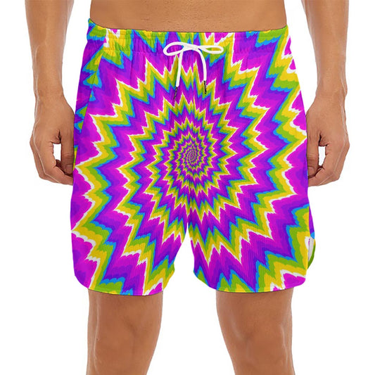 Abstract Spiral Moving Optical Illusion Men's Split Running Shorts