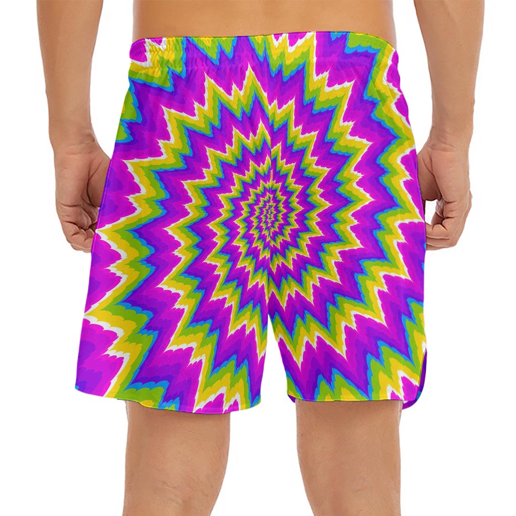 Abstract Spiral Moving Optical Illusion Men's Split Running Shorts