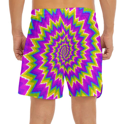 Abstract Spiral Moving Optical Illusion Men's Split Running Shorts