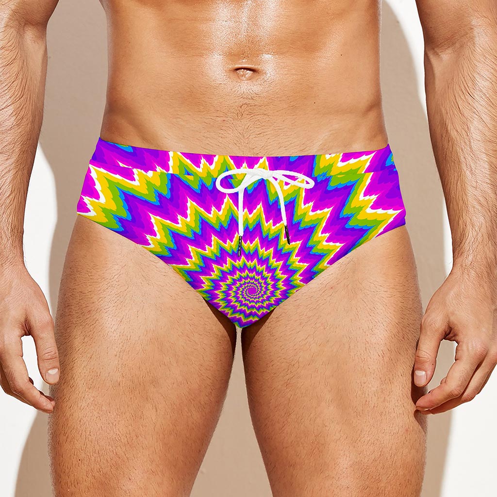 Abstract Spiral Moving Optical Illusion Men's Swim Briefs