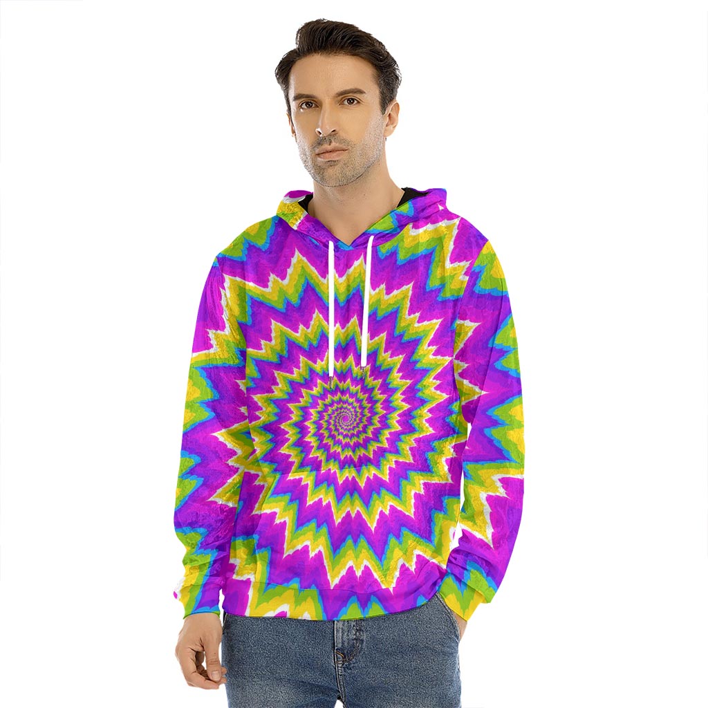 Abstract Spiral Moving Optical Illusion Men's Velvet Pullover Hoodie