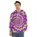 Abstract Spiral Moving Optical Illusion Men's Velvet Pullover Hoodie