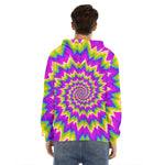 Abstract Spiral Moving Optical Illusion Men's Velvet Pullover Hoodie