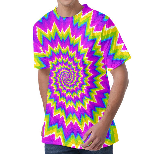 Abstract Spiral Moving Optical Illusion Men's Velvet T-Shirt