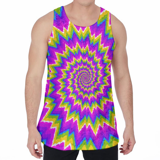 Abstract Spiral Moving Optical Illusion Men's Velvet Tank Top
