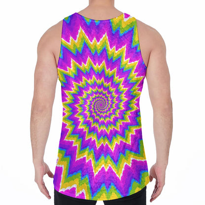 Abstract Spiral Moving Optical Illusion Men's Velvet Tank Top