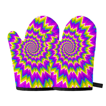Abstract Spiral Moving Optical Illusion Oven Mitts