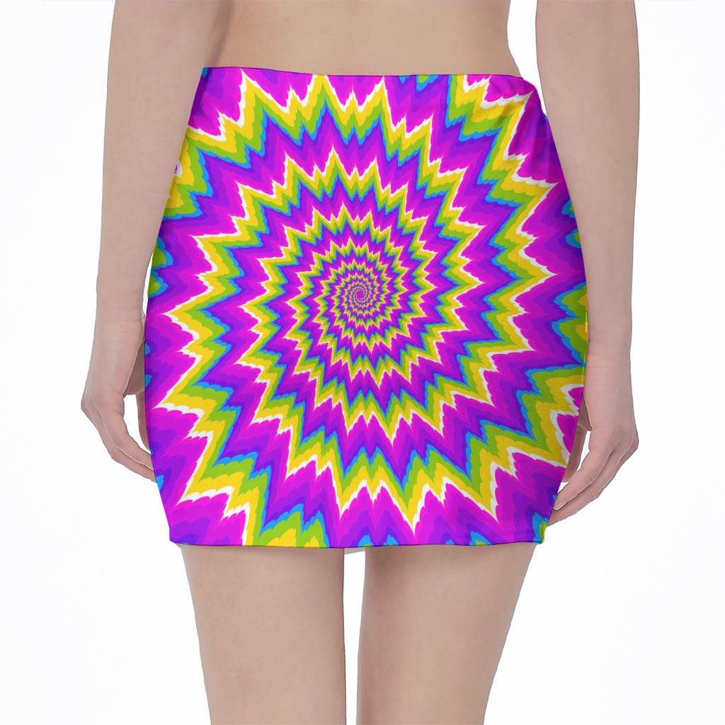Abstract Spiral Moving Optical Illusion Pencil Mini Skirt