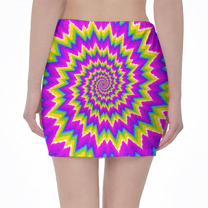 Abstract Spiral Moving Optical Illusion Pencil Mini Skirt