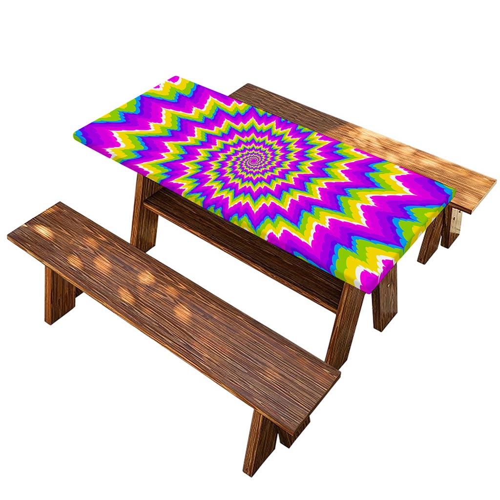 Abstract Spiral Moving Optical Illusion Picnic Table Cover