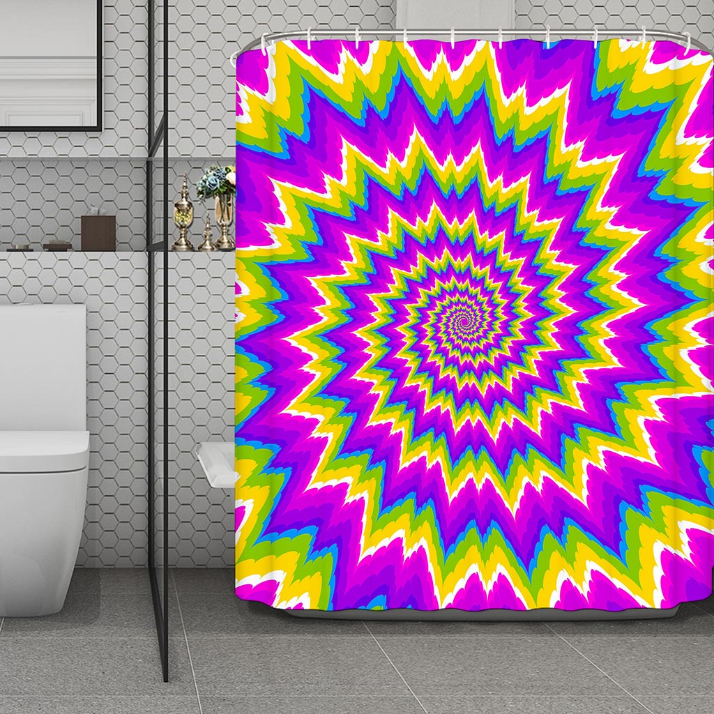 Abstract Spiral Moving Optical Illusion Polyester Shower Curtain