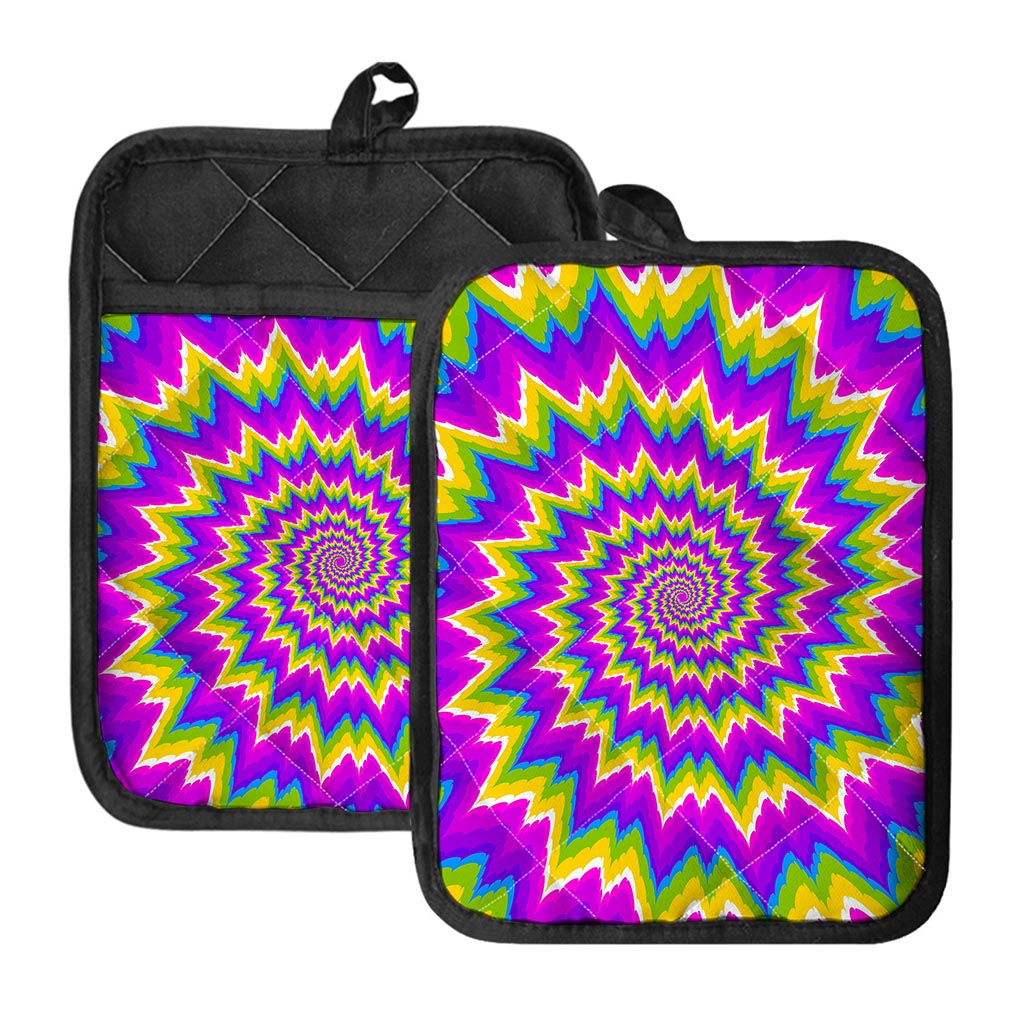 Abstract Spiral Moving Optical Illusion Pot Holders With Pocket