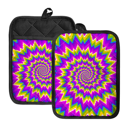 Abstract Spiral Moving Optical Illusion Pot Holders With Pocket