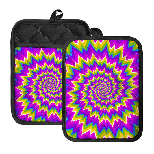 Abstract Spiral Moving Optical Illusion Pot Holders With Pocket