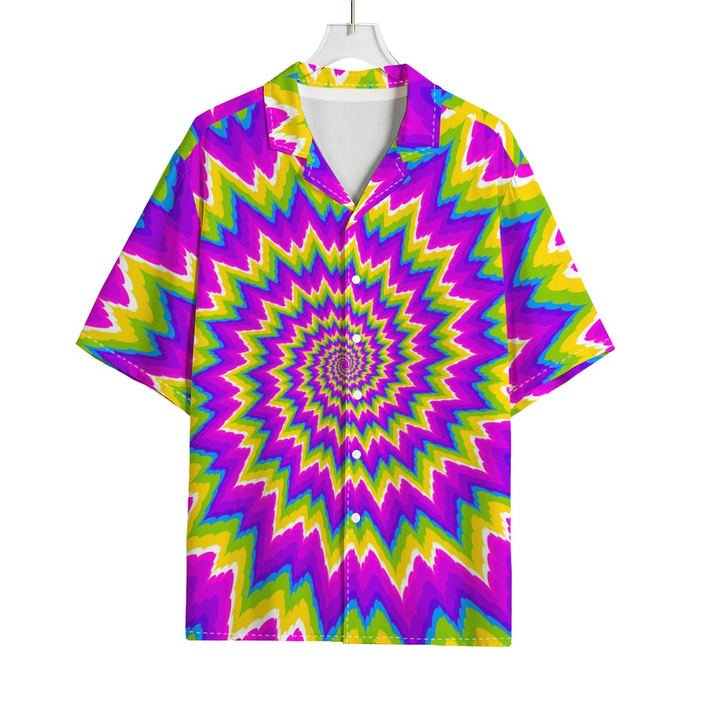 Abstract Spiral Moving Optical Illusion Rayon Hawaiian Shirt