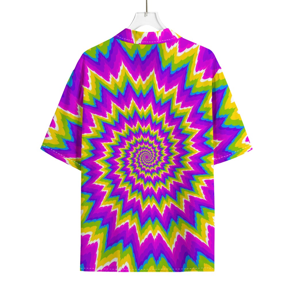 Abstract Spiral Moving Optical Illusion Rayon Hawaiian Shirt
