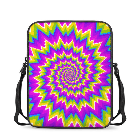 Abstract Spiral Moving Optical Illusion Rectangular Crossbody Bag