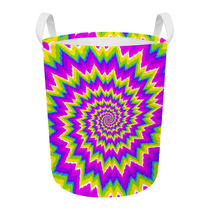Abstract Spiral Moving Optical Illusion Round Laundry Basket
