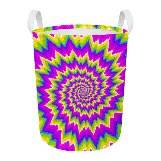 Abstract Spiral Moving Optical Illusion Round Laundry Basket