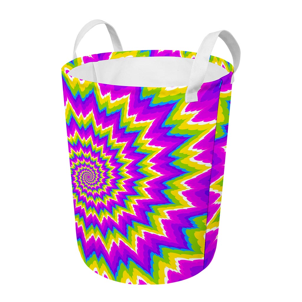 Abstract Spiral Moving Optical Illusion Round Laundry Basket
