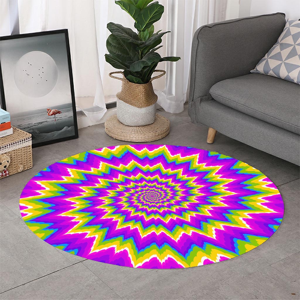 Abstract Spiral Moving Optical Illusion Round Rug
