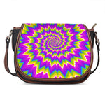 Abstract Spiral Moving Optical Illusion Saddle Bag