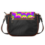 Abstract Spiral Moving Optical Illusion Saddle Bag