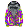 Abstract Spiral Moving Optical Illusion Sherpa Lined Zip Up Hoodie