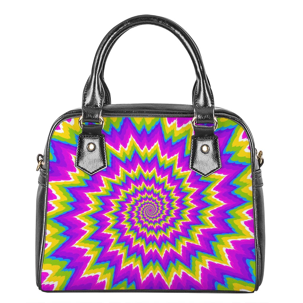 Abstract Spiral Moving Optical Illusion Shoulder Handbag