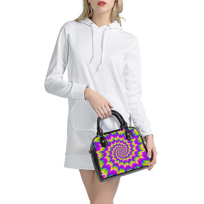 Abstract Spiral Moving Optical Illusion Shoulder Handbag