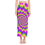 Abstract Spiral Moving Optical Illusion Side Slit Maxi Skirt