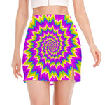 Abstract Spiral Moving Optical Illusion Side Slit Mini Skirt