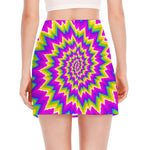 Abstract Spiral Moving Optical Illusion Side Slit Mini Skirt