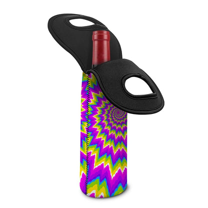 Abstract Spiral Moving Optical Illusion Single Neoprene Wine Tote