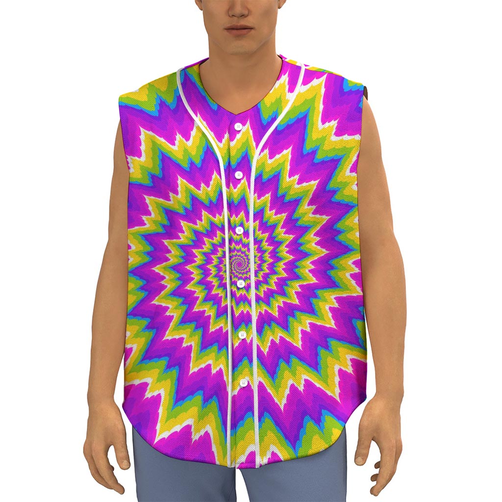Abstract Spiral Moving Optical Illusion Sleeveless Baseball Jersey