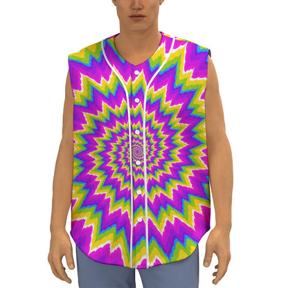 Abstract Spiral Moving Optical Illusion Sleeveless Baseball Jersey