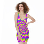 Abstract Spiral Moving Optical Illusion Sleeveless Bodycon Dress