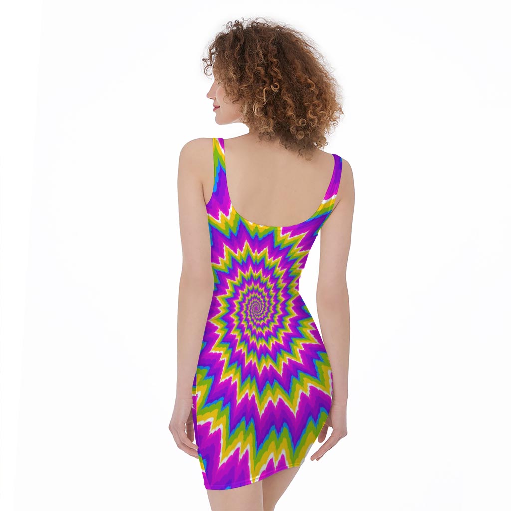 Abstract Spiral Moving Optical Illusion Sleeveless Bodycon Dress
