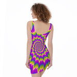 Abstract Spiral Moving Optical Illusion Sleeveless Bodycon Dress