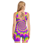 Abstract Spiral Moving Optical Illusion Sleeveless One Piece Swimsuit