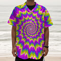 Abstract Spiral Moving Optical Illusion Textured Short Sleeve Shirt