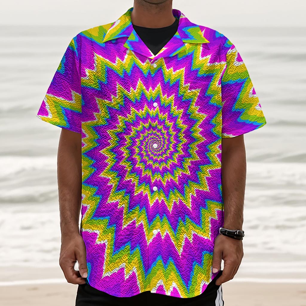 Abstract Spiral Moving Optical Illusion Textured Short Sleeve Shirt