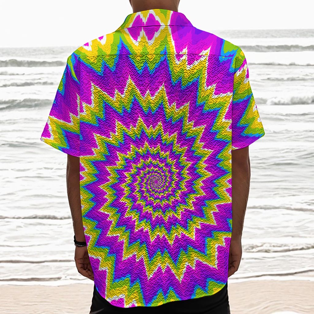 Abstract Spiral Moving Optical Illusion Textured Short Sleeve Shirt