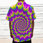 Abstract Spiral Moving Optical Illusion Textured Short Sleeve Shirt