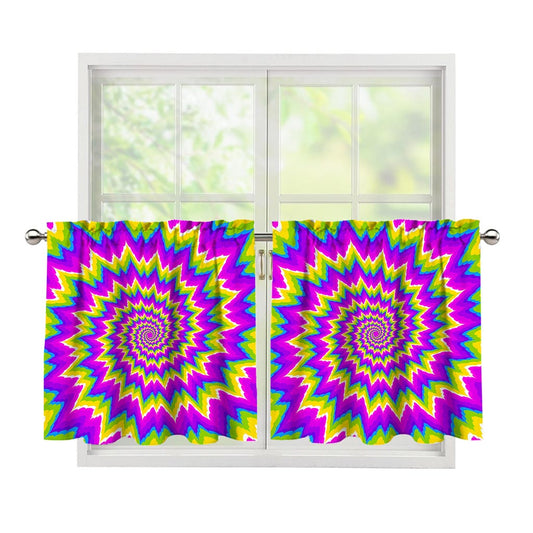 Abstract Spiral Moving Optical Illusion Tier Curtains
